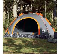 vidaXL Camping Tent 4-Person Grey and Orange Quick Release