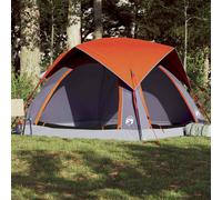 vidaXL Camping Tent Cabin 4-Person Grey and Orange Waterproof