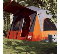 vidaXL Camping Tent Cabin 5-Person Grey and Orange Waterproof UK