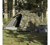 vidaXL Camping Tent Dome - 3-Person, Camouflage, Waterproof, Wind, Polyester, Mesh Walls, Lightweight, 220 x 190 x 120 cm, Portable