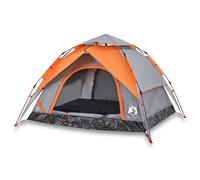 vidaXL Camping Tent Dome 3-Person Dome Tent Grey and Orange Quick Release
