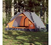 vidaXL Camping Tent Dome 3-Person Dome Tent Grey and Orange Quick Release