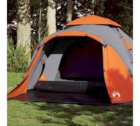 vidaXL Camping Tent Dome 3-Person Grey and Orange Quick Release UK