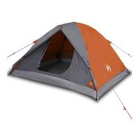 vidaXL Camping Tent Dome 3-Person Lightweight Tent Grey and Orange Waterproof