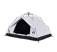vidaXL Camping Tent Dome - 3-Person White Blackout Fabric, Waterproof, Quick Release, Dual Doors, Mesh Ventilation, Portable Shelter 210x200x135cm