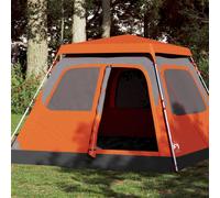 (Grey and orange, 255 x 222 x 165 cm) vidaXL Family Tent Dome 8-Person Lightweight Tent Camping Tent Quick Release