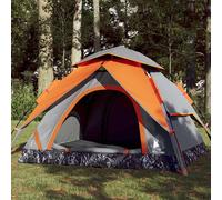 vidaXL Camping Tent Dome 4-Person Grey and Orange Quick Release UK