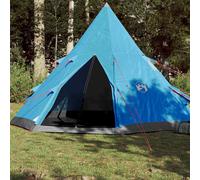 vidaXL 4 Persons Camping Tent with E-Port, Lightweight Blue Dome Tent in 185T Taffeta Fabric, Weather with Good Ventilation - Include Carry Bag