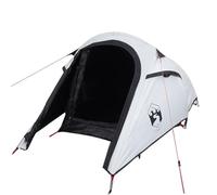 ** vidaXL Camping Tent Tunnel 2-Person Dome - White Blackout Fabric, Waterproof and Wind Resistant, with Detachable Rainfly, Easy Setup and Mosquito Protection