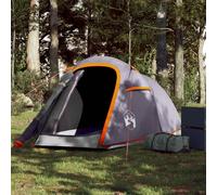 vidaXL Camping Tent Tunnel 2-Person Grey and Orange Waterproof