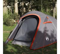 vidaXL Camping Tent Tunnel 3-Person Grey and Orange Waterproof