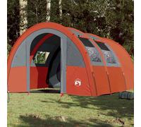 vidaXL Camping Tent Tunnel 4-Person Lightweight Tent Grey & Orange Waterproof