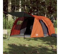 vidaXL Camping Tent Tunnel 4-Person Lightweight Tent Grey & Orange Waterproof