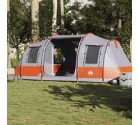 vidaXL Camping Tent Tunnel 4-Person Grey and Orange Waterproof
