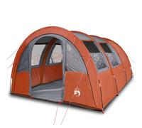 vidaXL Camping Tent Tunnel 4-Person Lightweight Tent Grey & Orange Waterproof