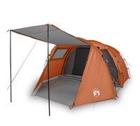 vidaXL Camping Tent Tunnel 4-Person Grey and Orange Waterproof