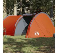 vidaXL Camping Tent Tunnel 4-Person Lightweight Dome Tent Orange Waterproof