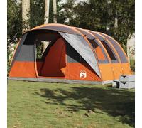 vidaXL Camping Tent Tunnel 5-Person Grey and Orange Waterproof