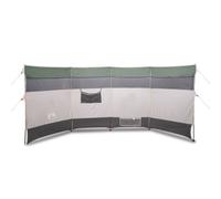 vidaXL Camping Windbreak Green - 366x152 cm Waterproof Polyester Windshield, Fiberglass Poles, Mesh Windows, Metal Stakes