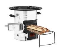 vidaXL Camping Wood Stove Silver 51.5x35x30.5 cm Stainless Steel UK HOT