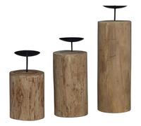 vidaXL Candle Holder 3 pcs Beige Solid Teak wood, Dining Room, Rustic Candle Holder, Wooden Teak Decor, Indoor Tabletop Centerpiece, Ambient Lighting Home Accessory