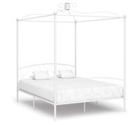vidaXL Canopy Bed Frame White Metal 180x200cm 6FT Super King Indoor Double Bed