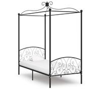 vidaXL Canopy Bed Frame Black Metal 100x200cm Bedroom Single Beds Furniture