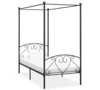 vidaXL Canopy Bed Frame Grey Metal 100x200 cm - Slatted Base, Single Bed 284441
