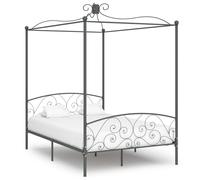 vidaXL Canopy Bed Frame Grey Metal 140X200 cm, Grey