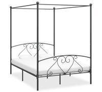 Canopy Bed Frame Grey Metal 160x200 cm #1 GHB