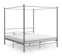 vidaXL Canopy Bed Frame Grey Metal 200x200 cm Bedroom Furniture Bed Base Set
