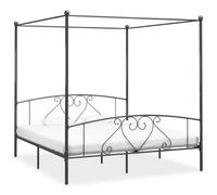 vidaXL Canopy Bed Frame Grey Metal 200x200cm Double Base Bedroom Furniture