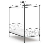 vidaXL Canopy Bed Frame Grey Metal 90x200cm Bedroom Single Beds Furniture
