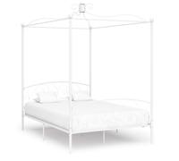 vidaXL Canopy Bed Frame White Metal 120x200 cm UK HOT