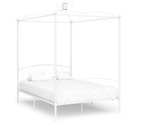 vidaXL Canopy Bed Frame White Metal 140x200cm Bedroom Double Beds Furniture