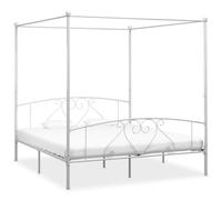 vidaXL Canopy Bed Frame White Metal 200x200cm Double Base Bedroom Furniture