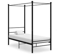 vidaXL Canopy Bed Frame without Mattress Black Metal 90x200 cm