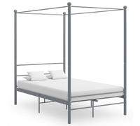 Vidaxl Canopy Bed Frame Without Mattress Grey Metal 120X200 Cm