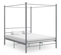 Vidaxl Canopy Bed Frame Grey Metal 160X200 Cm, Grey