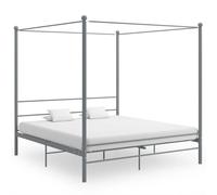 vidaXL Canopy Bed Frame without Mattress Grey Metal 180x200 cm Super King