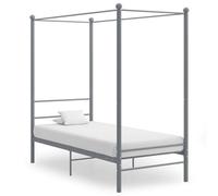 Vidaxl Canopy Bed Frame Without Mattress Grey Metal 90X200 Cm