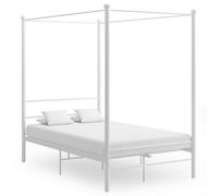 Vidaxl Canopy Bed Frame Without Mattress White Metal 120X200 Cm