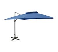 vidaXL Cantilever Garden Umbrella with Double Top for Patio - Azure Blue, UV Protective Polyester Cover, Aluminium Frame, Tilt and 360 Degree Rotation Mechanism