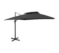 vidaXL Cantilever Garden Parasol with Double Top Canopy Outdoor Umbrella Black