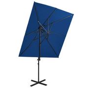 vidaXL Cantilever Garden Parasol with Double Top Outdoor Umbrella Azure Blue