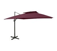 vidaXL Cantilever Garden Parasol with Double Top Outdoor Umbrella Bordeaux Red