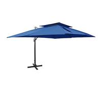 vidaXL Cantilever Umbrella with Double Top Azure Blue 400x300 cm UK HOT