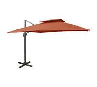 vidaXL Cantilever Garden Parasol with Double Top Outdoor Umbrella Terracotta