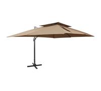vidaXL Cantilever Garden Parasol with Double Top Taupe 400x300 cm