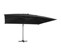 vidaXL Cantilever Garden Parasol with LED Lights - 400 x 300 cm - Aluminum Pole - Black - UV Protective Outdoor Umbrella for Patio and Deck - 360 Rotating with Crank